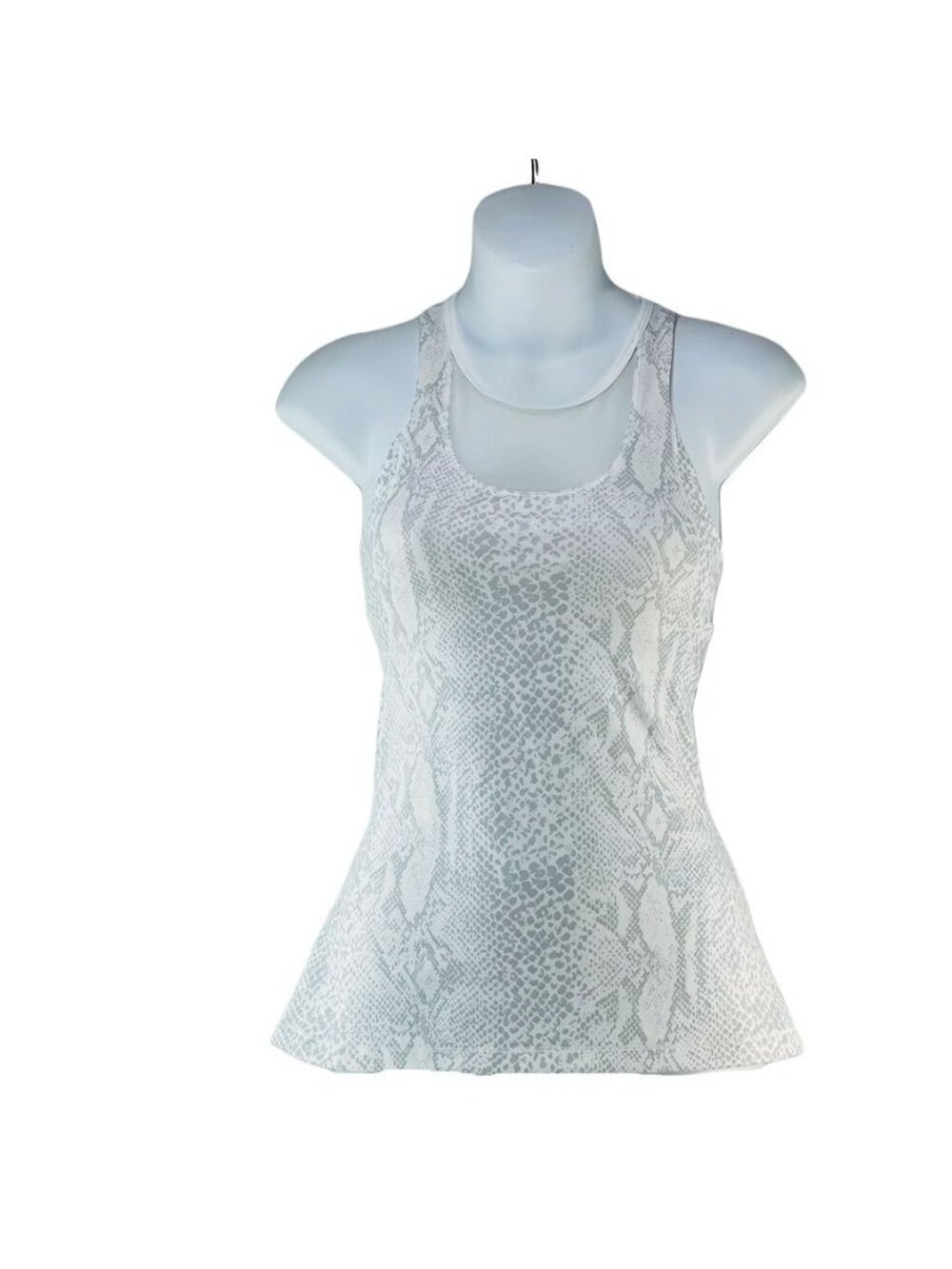 Lululemon Athletica Crossback Tank Top Size 2 White & Gray Snake Print Stretchy